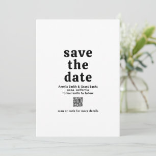 Reserve A Data Casamento Moderno do Código QR Preto e Branco da F