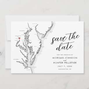 Reserve A Data Casamento Moderno do Mapa de Washington DC