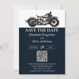 Reserve A Data Casamento Moderno do Marinho de Motocicleta Vintag