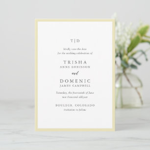 Reserve A Data Casamento Moderno do Monograma Amarelo de Manteiga