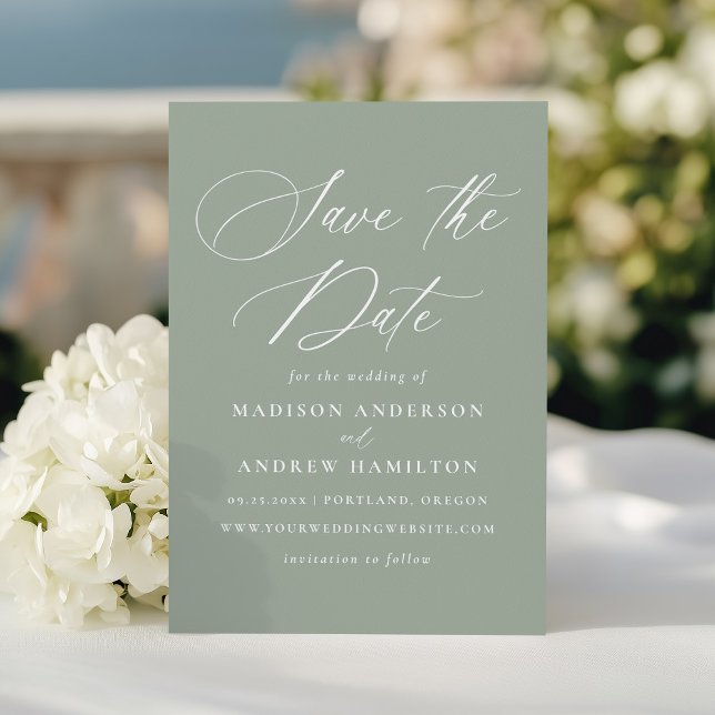 Reserve A Data Casamento Moderno e Elegante em Verde Sage (Criador carregado)