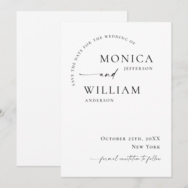Reserve A Data Casamento Moderno e Minimalista Elegante (Frente/Verso)