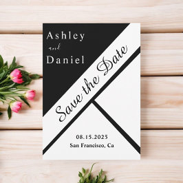 Reserve A Data Casamento Moderno Elegante De Black E White Clássi