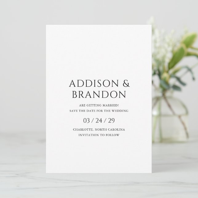 Reserve A Data Casamento Moderno Elegante em Preto e Branco (Em pé/Frente)