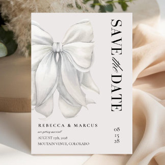 Reserve A Data Casamento Moderno Elegante Marfim Coquette Laço Br