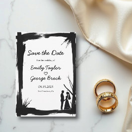 Reserve A Data Casamento Moderno Elegante, Negro E Branco