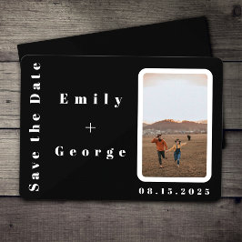 Reserve A Data Casamento Moderno Elegante Romântico Negro E Branc