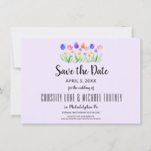 Reserve A Data Casamento Moderno Elegante Tulipa Primavera Lavand