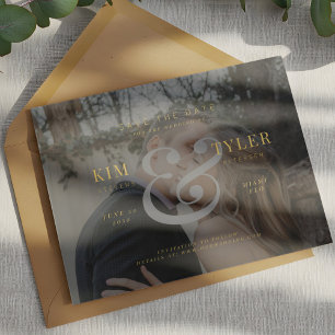 Reserve A Data Casamento moderno em falso véu com foto personaliz