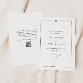 Reserve A Data Casamento Moderno em Preto e Branco com Código QR