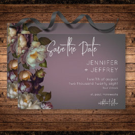 Reserve A Data Casamento Moderno Floral de Mauve Moody Dark