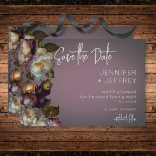 Reserve A Data Casamento Moderno Floral de Mauve Moody Dark