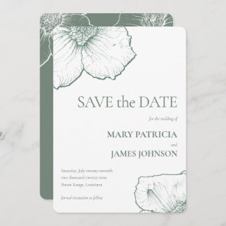 Reserve A Data Casamento Moderno Floral de Sage Verde Minimalista