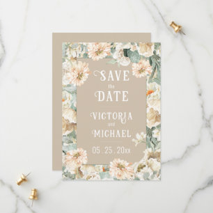 Reserve A Data Casamento Moderno Floral Elegante