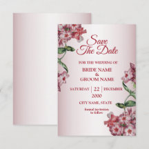 Casamento Moderno Folhas Verdes Florais Rosa Verme