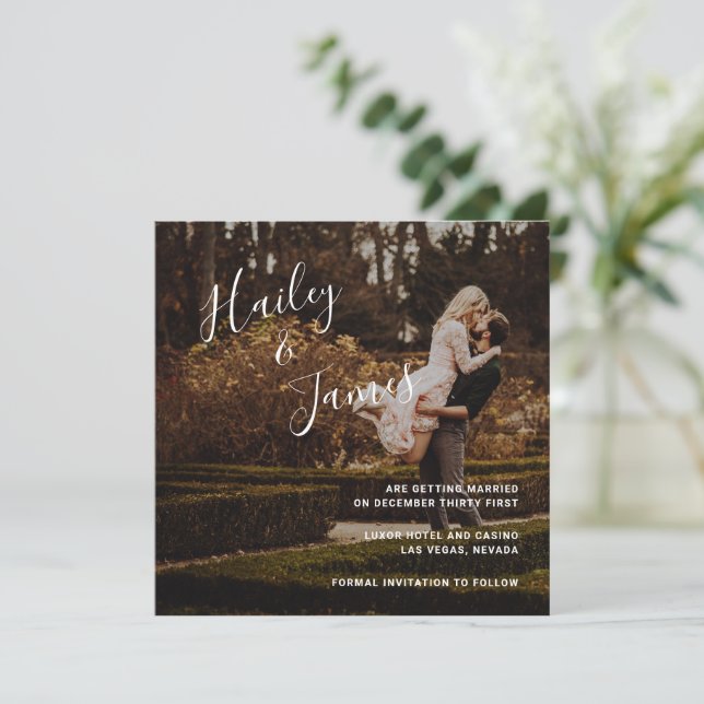 Reserve A Data Casamento Moderno Foto Elegante (Em pé/Frente)