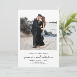 Reserve A Data Casamento Moderno Foto Preta e Branca Limpa