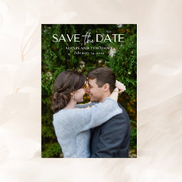Reserve A Data Casamento Moderno Foto Preto e Branco Chic