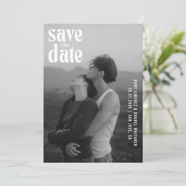 Reserve A Data Casamento Moderno Foto Rubi (Em pé/Frente)