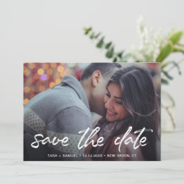 Reserve A Data Casamento Moderno Foto Simples com Letra de Pincel