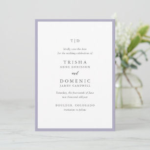 Reserve A Data Casamento Moderno Lilac Monograma Elegante