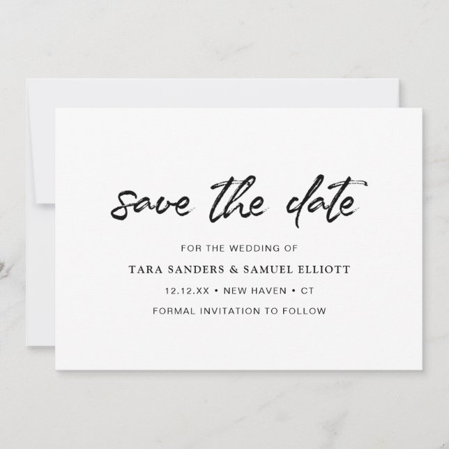 Reserve A Data Casamento Moderno Minimalista com Escrita Manual e (Frente)