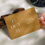 Reserve A Data Casamento moderno minimalista com foto em tom de m<br><div class="desc">Tipografia moderna Casamento minimalista Salve a data com foto no verso em tons de mostarda marrom,  marrom claro,  Bourbon,  cores Reno Sand. Adequado para casamento de outono. Entre em contato se precisar de itens adicionais.</div>