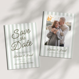 Reserve A Data Casamento Moderno Minimalista com Listras Verdes