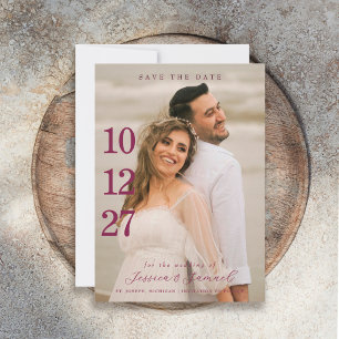 Reserve A Data Casamento Moderno Minimalista Cor de Ameixa Foto S