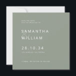 Reserve A Data Casamento moderno minimalista elegante mix & match<br><div class="desc">Este cartão de aviso de data de casamento minimalista elegante, com suas fontes sans serif brancas limpas impressas contra um fundo cinza ardósia elegante, é uma maneira sofisticada de anunciar o seu grande dia. Crie um conjunto de convites completo misturando e combinando componentes complementares. Este design adaptável pode ajudá-lo a...</div>