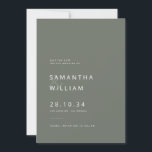 Reserve A Data Casamento moderno minimalista elegante mix & match<br><div class="desc">Anuncie o seu dia especial com elegância e simplicidade com este cartão Save The Date minimalista com fontes sans serif brancas nítidas sobre um fundo cinza-oliva sofisticado. Misture e combine com peças coordenadas para um conjunto de convites coeso. Crie memórias atemporais com este design versátil. Encomende agora para dar um...</div>