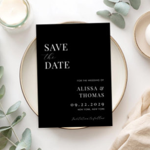 Reserve A Data Casamento Moderno Minimalista Negro e Branco