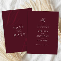 Casamento Moderno Monograma Burgundy Elegante