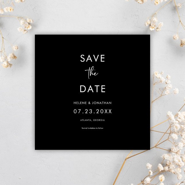 Reserve A Data Casamento Moderno Negro Mínimo (Minimal Black Modern Wedding Save The Date)