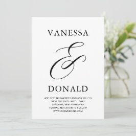 Reserve A Data Casamento Moderno Preto e Branco de Vanessa