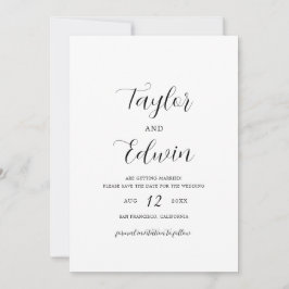 Reserve A Data Casamento Moderno Preto e Branco Minimalista