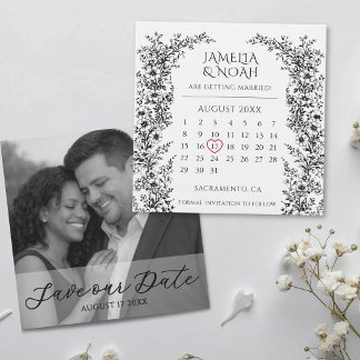 Reserve A Data Casamento Moderno Preto e Branco Salvar a Data