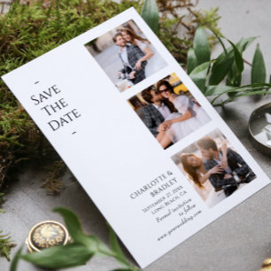 Reserve A Data Casamento Moderno Quatro Fotos Preto e Branco