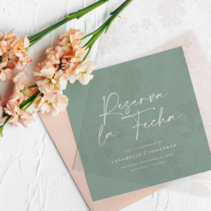 Reserve A Data Casamento moderno Reserva la Fecha sage green