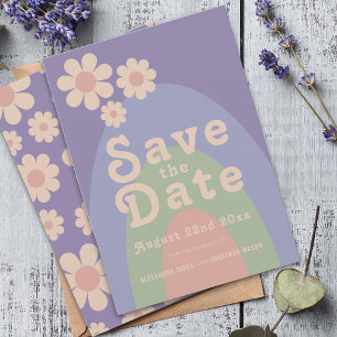Reserve A Data Casamento Moderno Retro Daisy