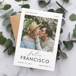 Reserve A Data Casamento Moderno Romântico com Monograma de Foto 