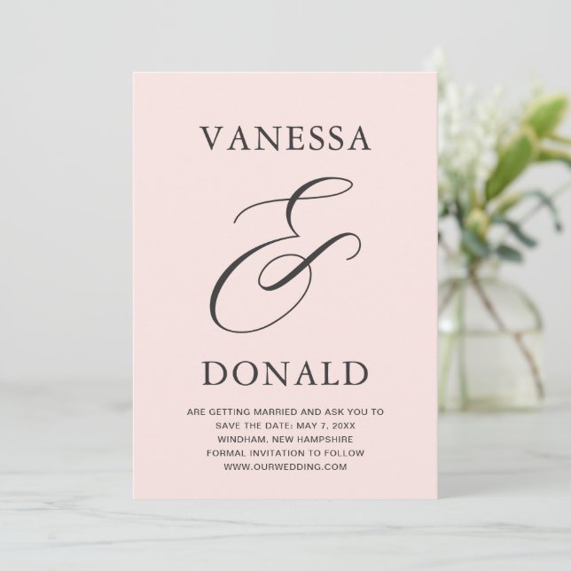 Reserve A Data Casamento Moderno Rosa Bege Vanessa (Em pé/Frente)
