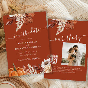 Reserve A Data Casamento moderno rústico com código QR floral em 