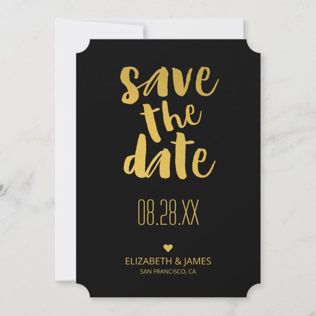 Reserve A Data Casamento Moderno Rústico Dourado Save The Date (Frente)