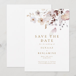 Reserve A Data Casamento Moderno Simples de Outono com Flores Sec