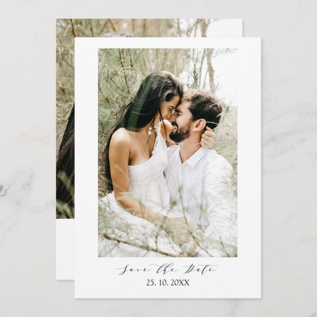 Reserve A Data Casamento moderno, simples e tipográfico (Frente/Verso)