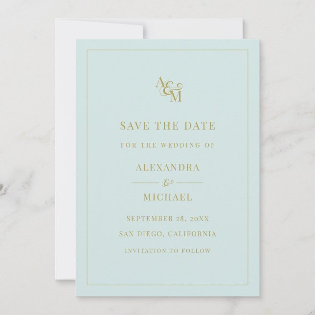 Reserve A Data Casamento Moderno Simples Monograma de Casa Turque (Frente)