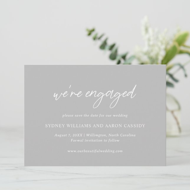 Reserve A Data Casamento Moderno Sydney Gray (Em pé/Frente)