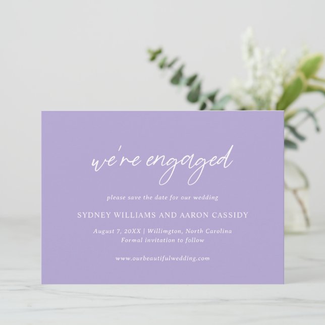 Reserve A Data Casamento Moderno Sydney Lavender (Em pé/Frente)