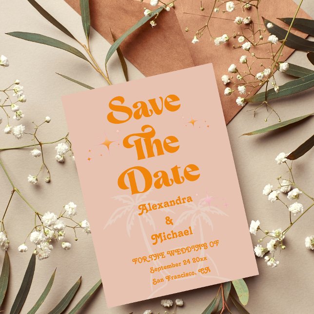 Reserve A Data Casamento Moderno Tropical Vibrante Laranja (Criador carregado)